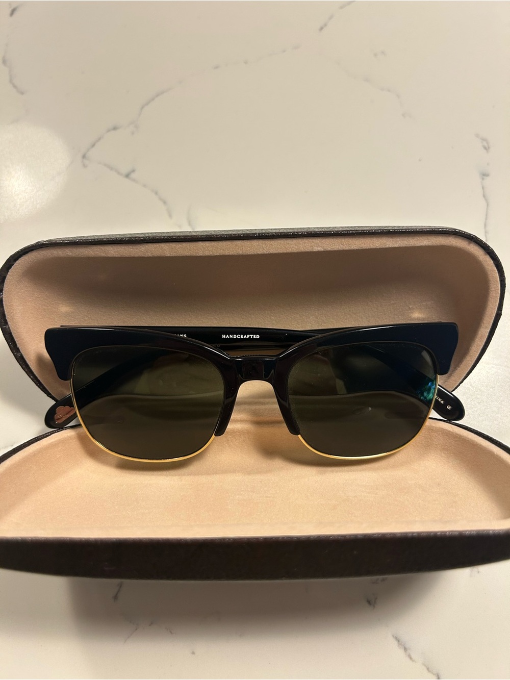 Silver Lining Opticians Handcrafted Women's Black and Gold Sunglasses